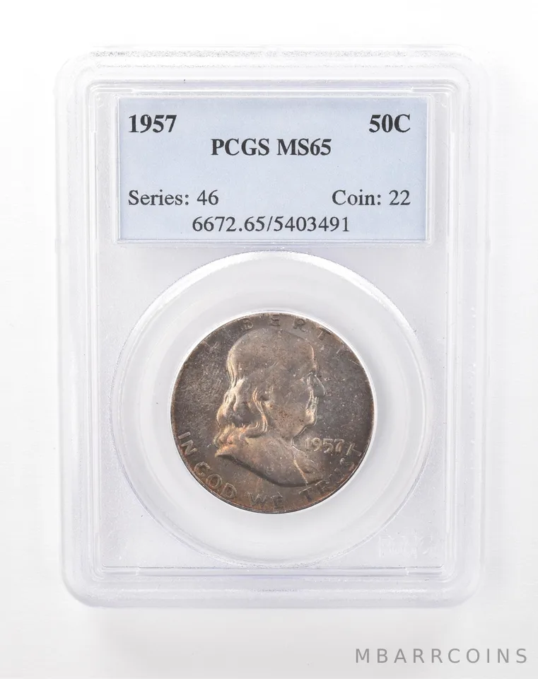 1957 Franklin Half Dollar MS65 PCGS Beautiful Tone *6045