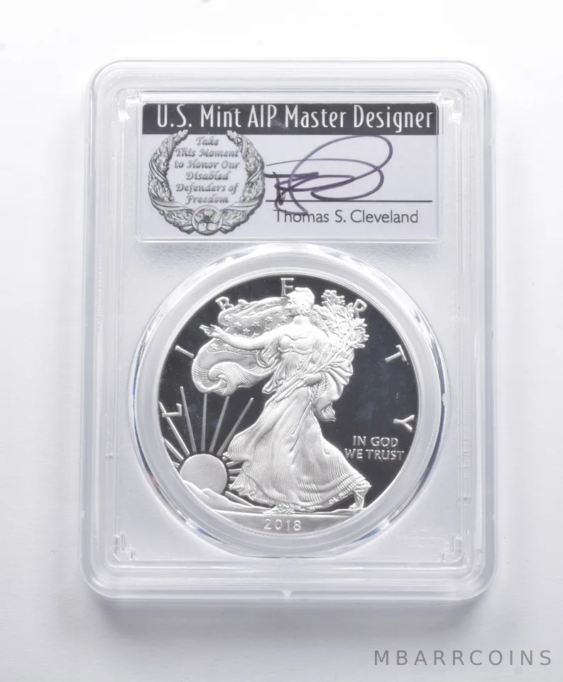PR70DCAM 2018-S American Silver Eagle FDOI Signed Cleveland PCGS a8831