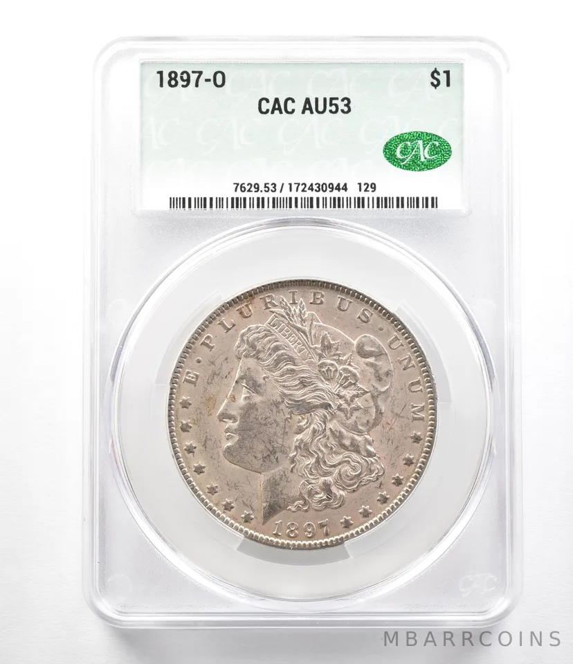 1897-O Morgan Silver Dollar AU53 CAC CACg *0431