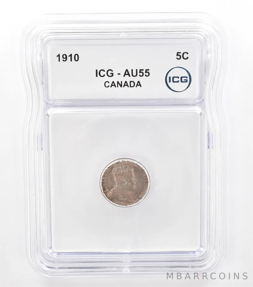 1910 Canada 5 Cents AU55 ICG Beautiful Tone *5752