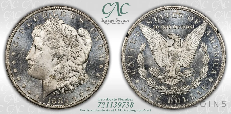 1883-CC Morgan Silver Dollar GSA Treasure MS64+ DMPL CAC a9965
