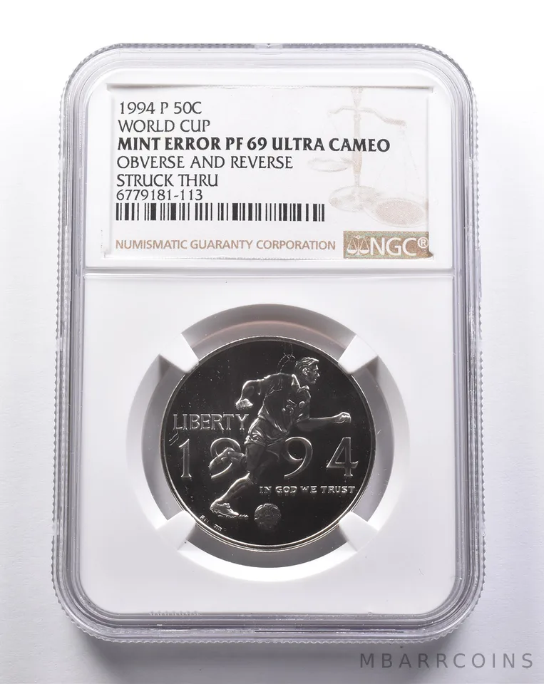 Error PF69 UCAM 1994-P World Cup Commem. Half Dollar OBV REV Strk Thru NGC *3204