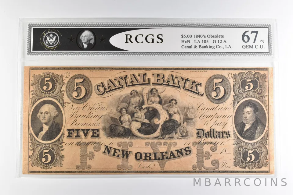 $5 1840s New Orleans, LA Canal & Banking Co Note *8203