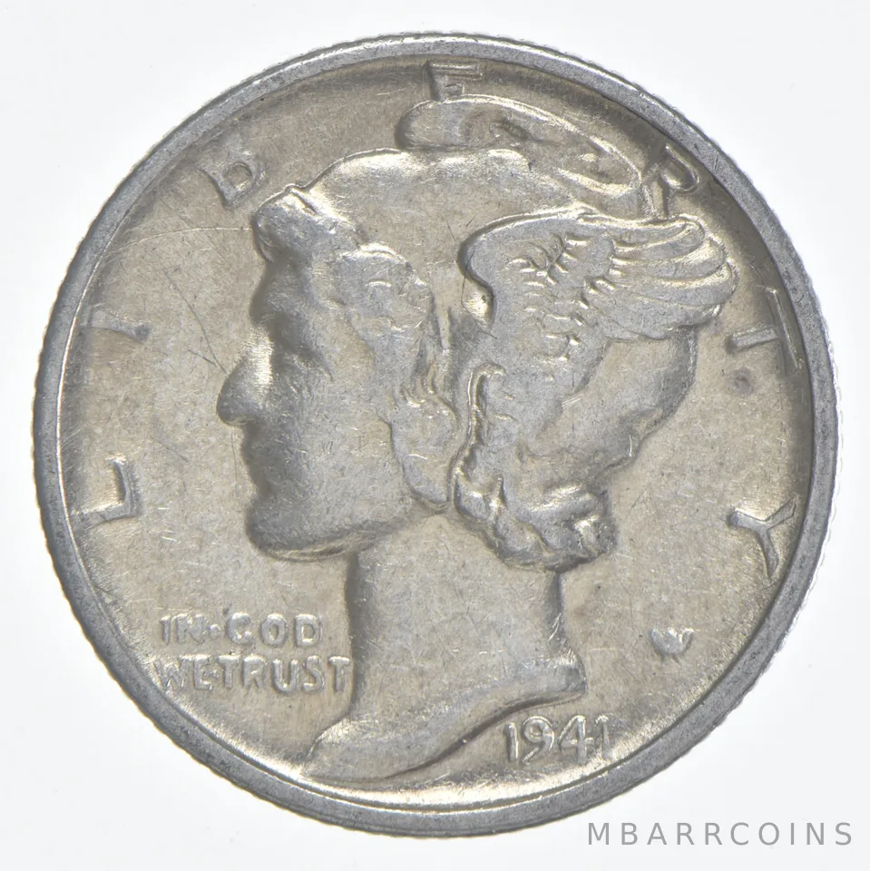 1941-S Mercury Dime 90% Silver AU Almost Unc