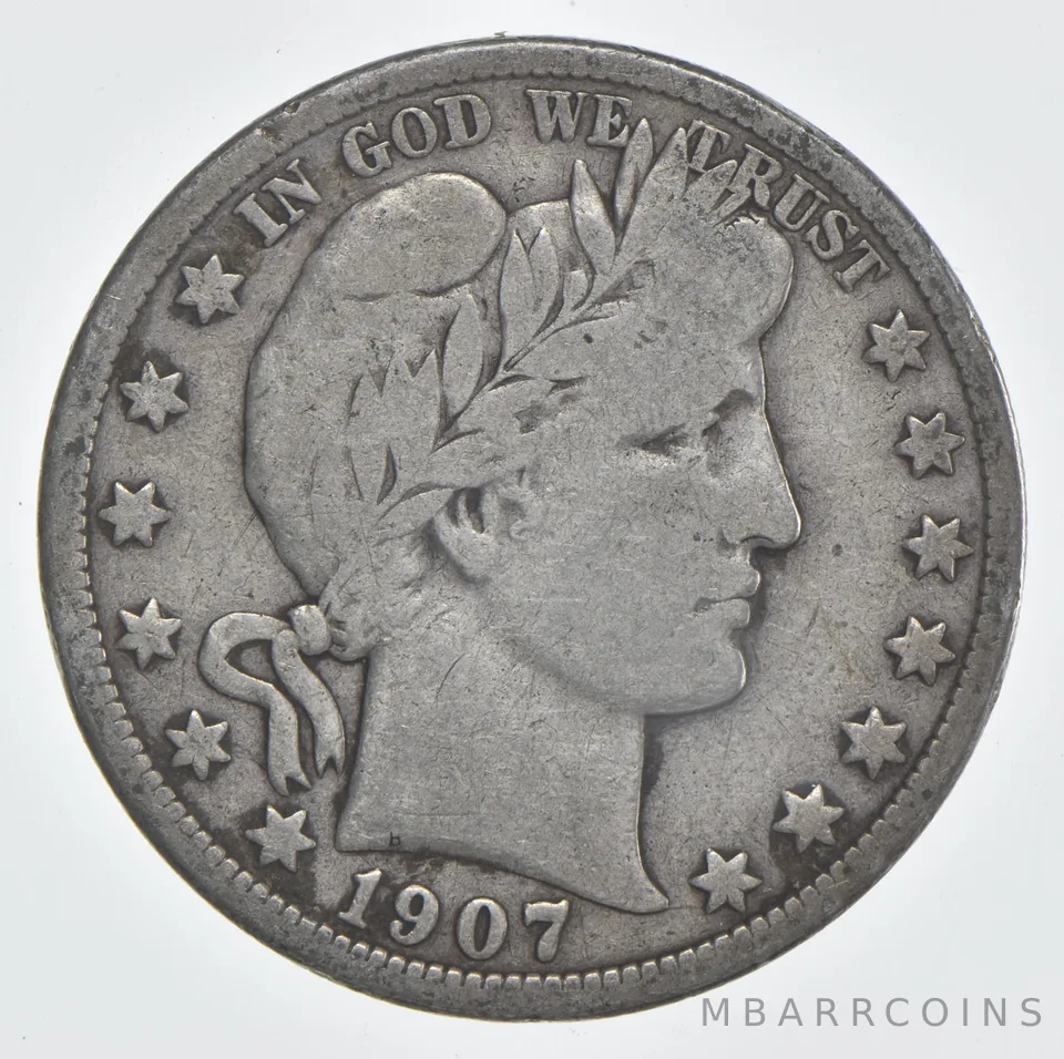 1907-D Barber Half Dollar 90% Silver VG Condition