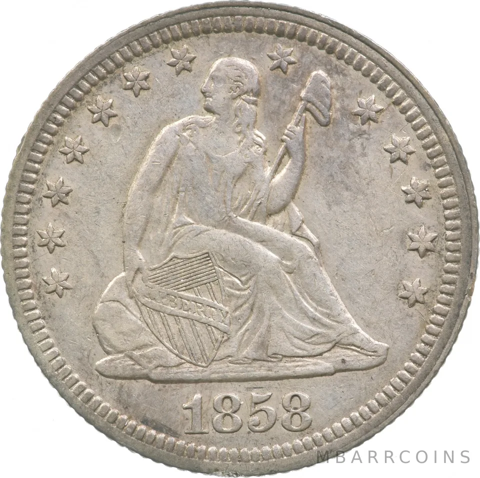 1858 Seated Liberty Quarter a3471