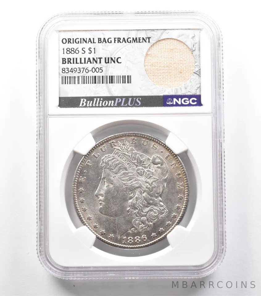 1886-S Morgan Silver Dollar Original Bag Fragment BU NGC *2450
