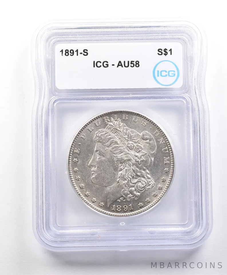 1891-S Morgan Silver Dollar AU58 ICG *3317