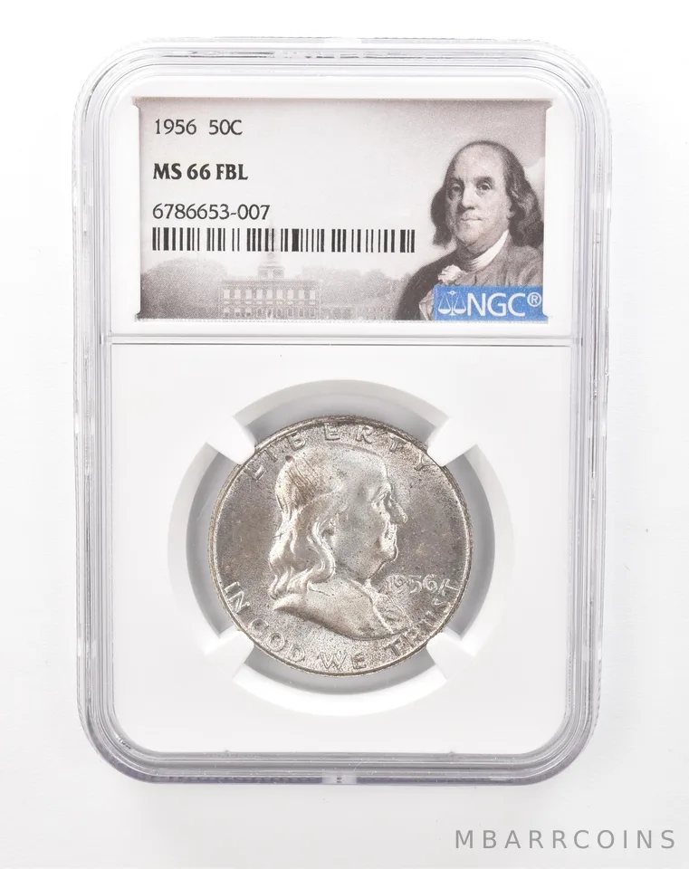 1956 Franklin Half Dollar MS66 FBL NGC Beautiful Mint Set Tone *6773