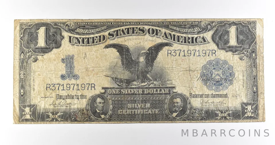 1899 $1 Silver Certificate Black Eagle Blue Seal Large Note Fr#232 *4632