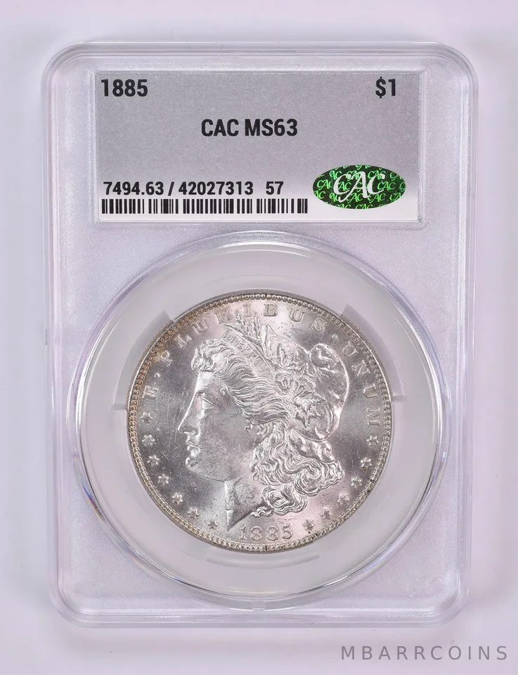1885 Morgan Silver Dollar MS63 CAC CACg