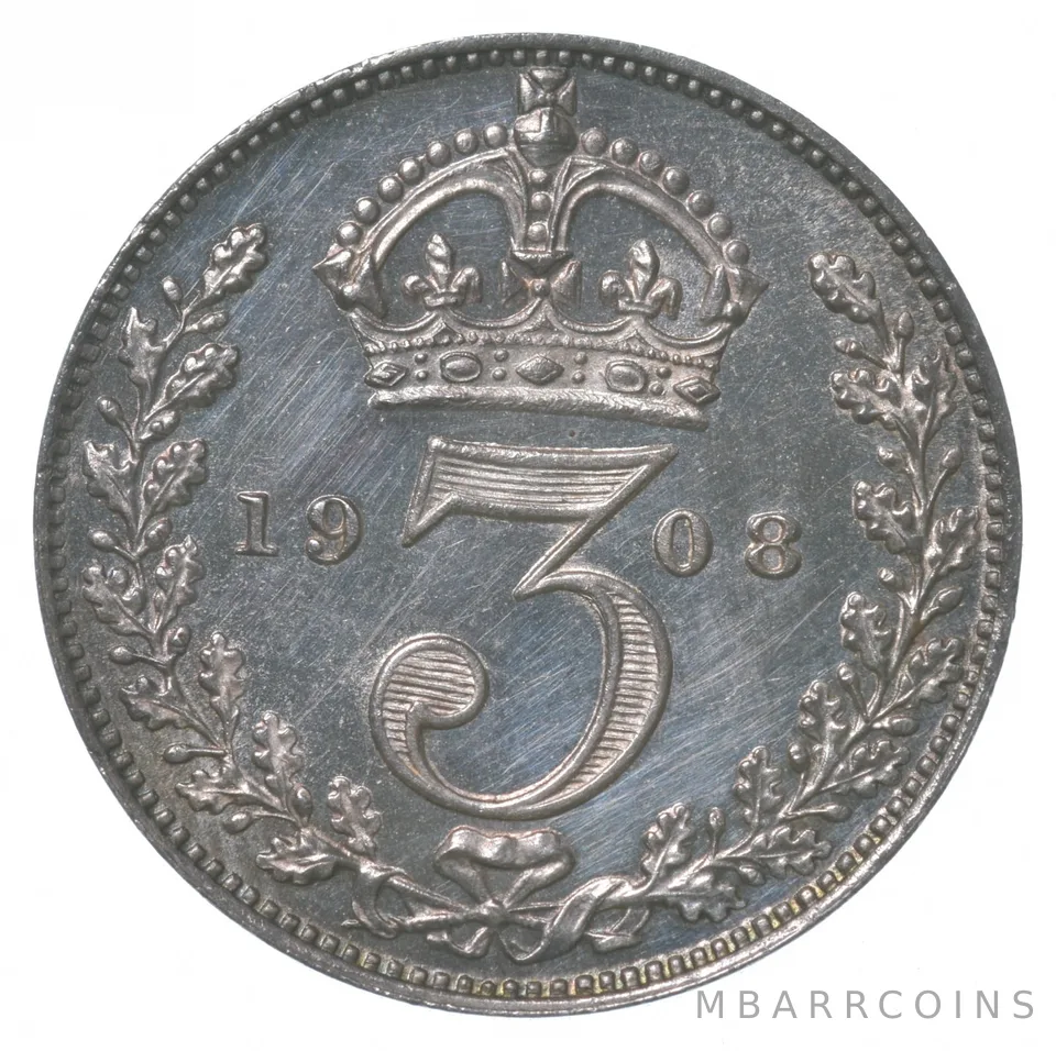 1908 Great Britain 3 Pence Maundy *8414
