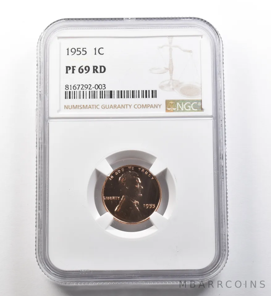 1955 Lincoln Wheat Cent PF69 RD NGC *8136