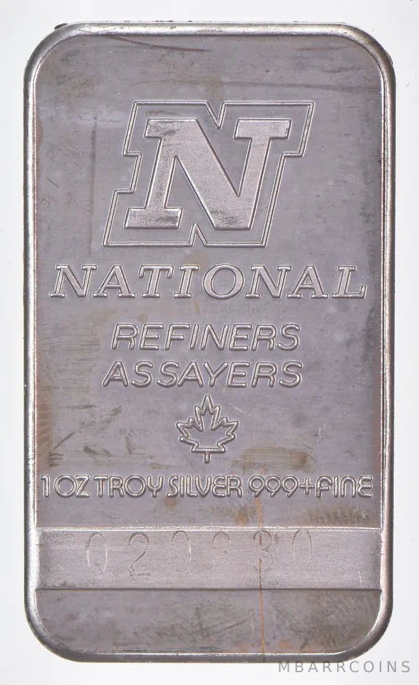 1 Troy Oz Silver Bar National Refiners Assayers