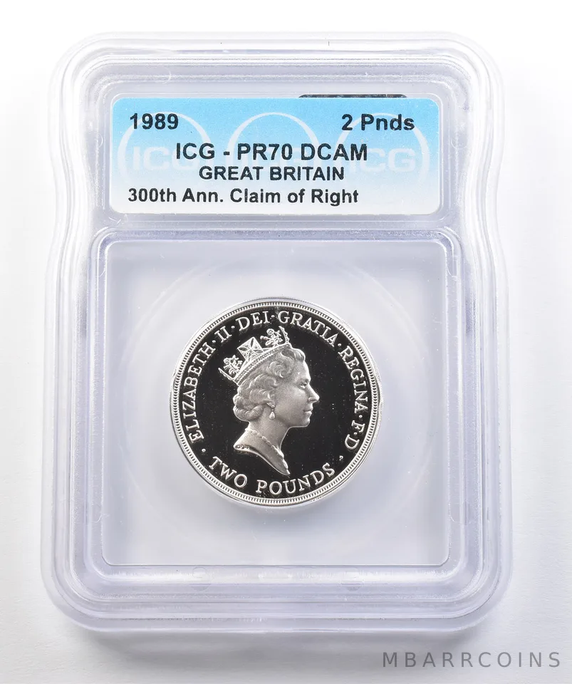 1989 Great Britain 2 Pounds 300th Anniversary Claim Of Right PR70 DCAM ICG *0446