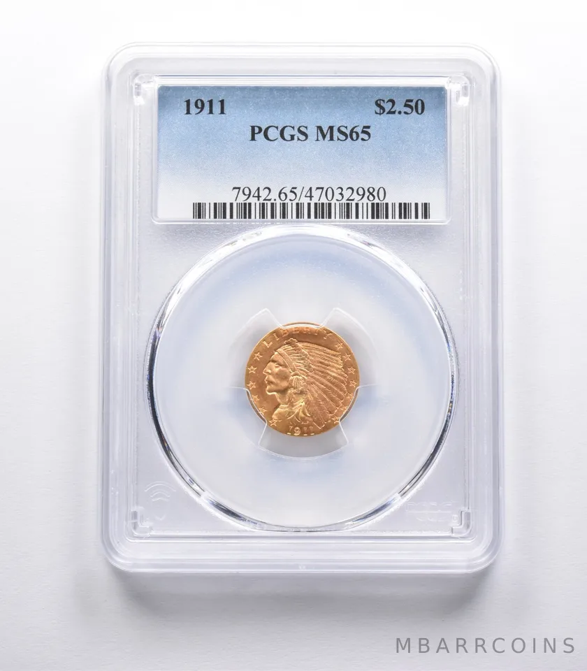 MS65 1911 $2.50 Indian Head Gold Quarter Eagle PCGS *2016