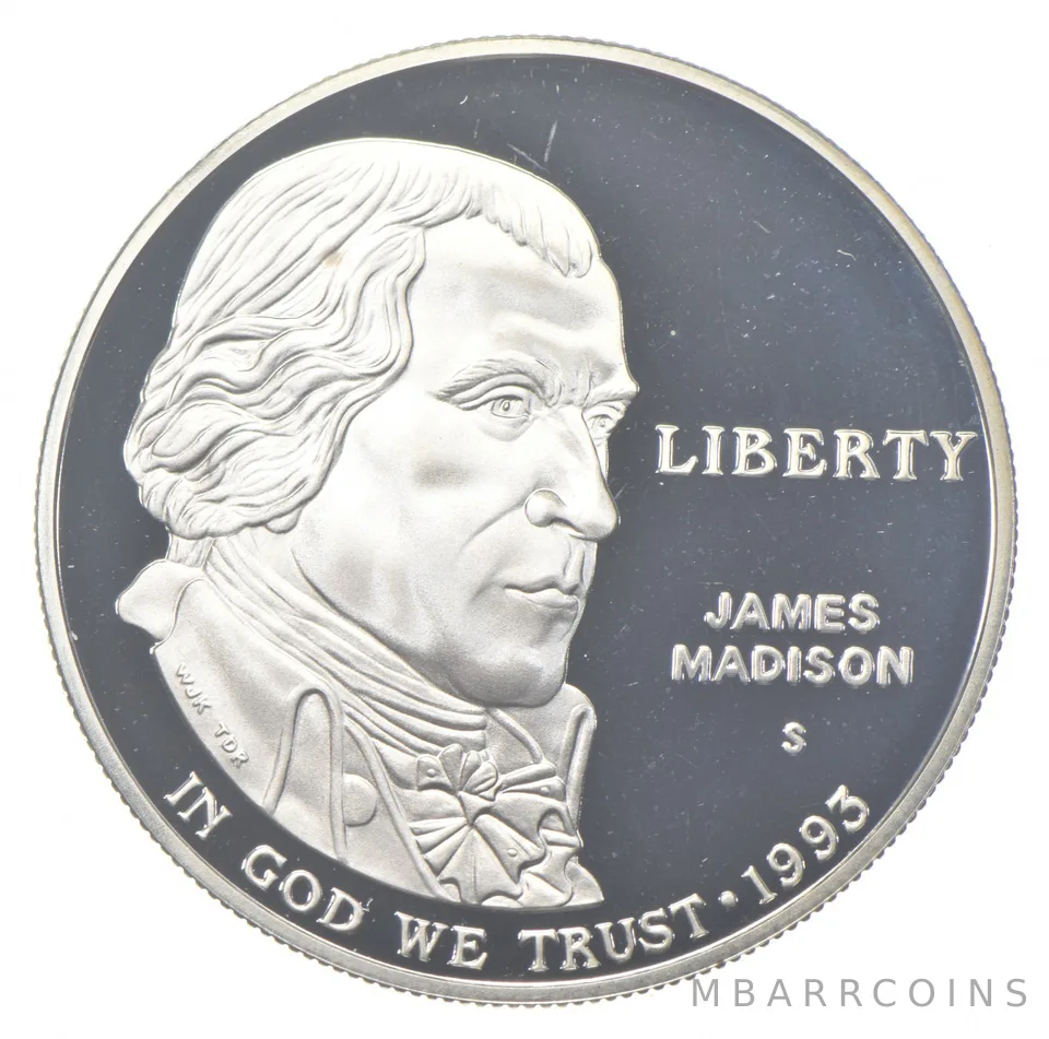 1993-S Proof Madison Bill of Rights Commemorative Silver Dollar $1