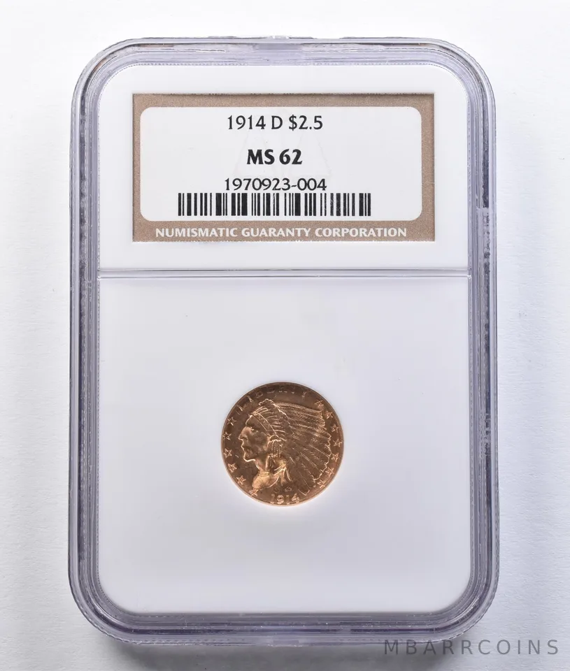 1914-D $2.50 Indian Head Gold Quarter Eagle MS62 NGC *2914