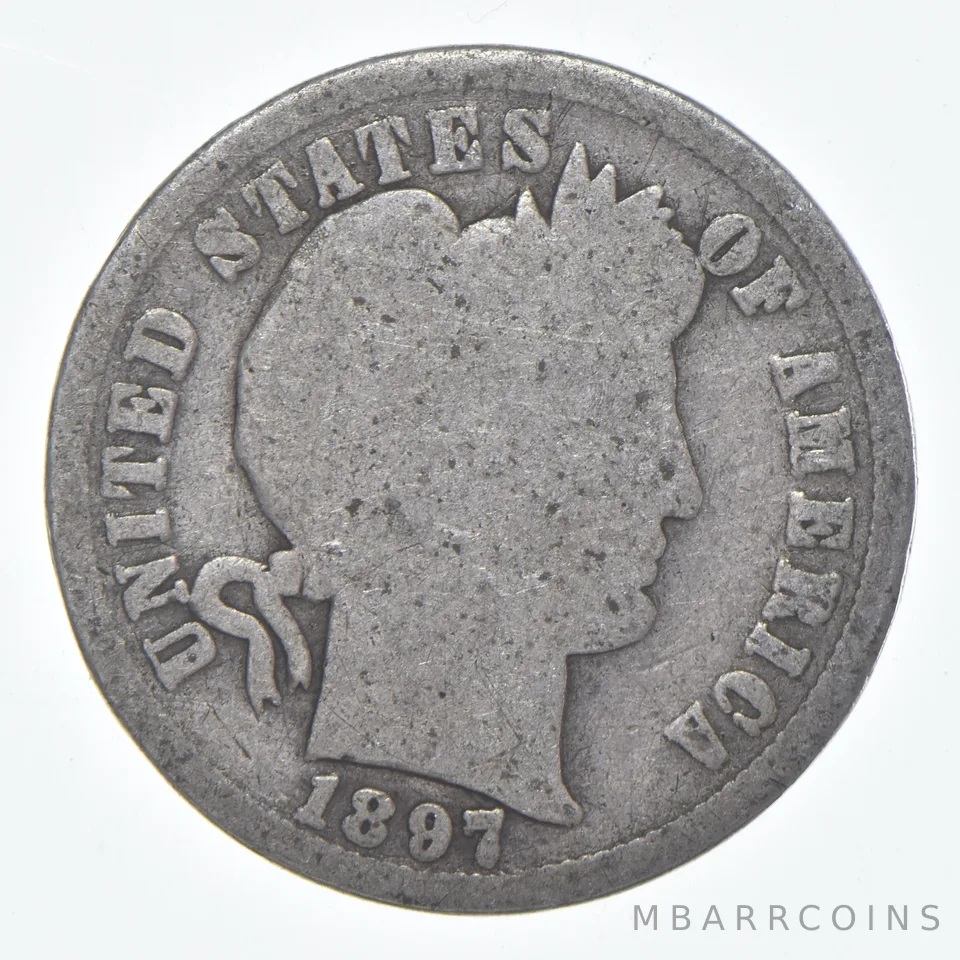 1897-P Barber Dime 90% Silver Average Circ