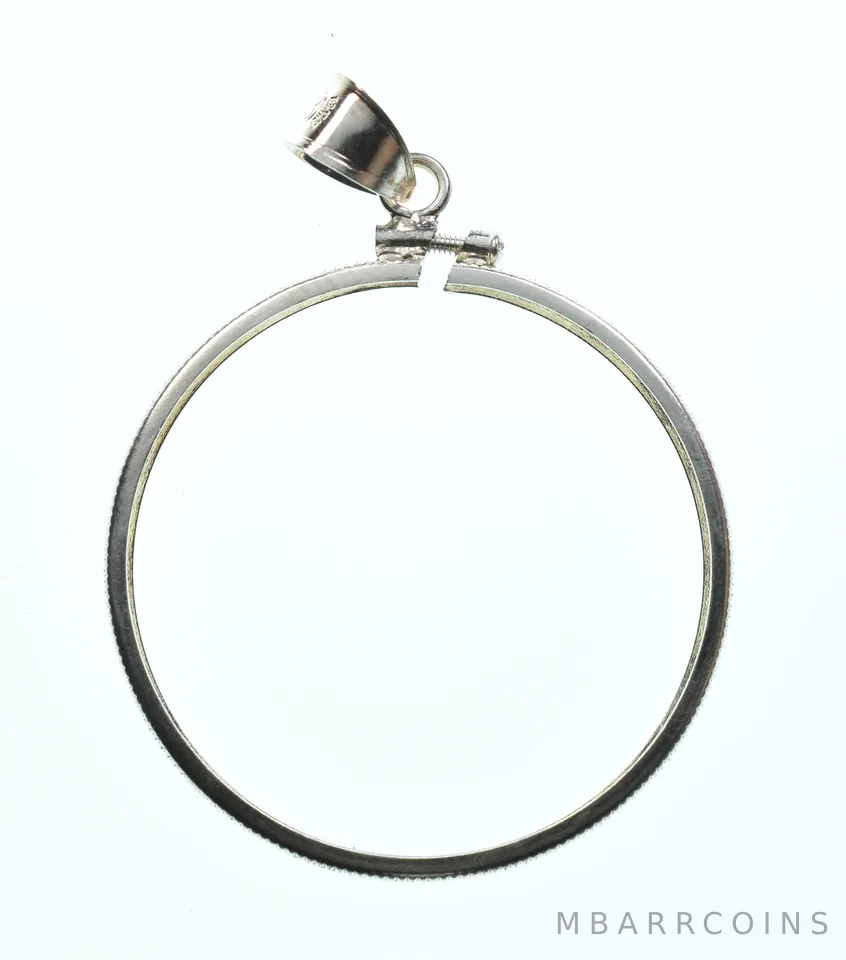 Sterling Silver 35 MM Coin Bezel Pendant Frame Edge *2160