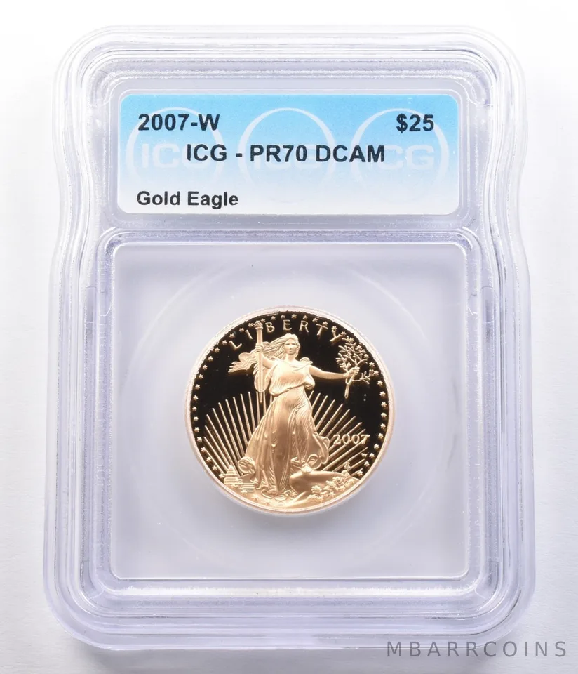 2007-W $25 American Gold Eagle 1/2 Oz Gold PR70 DCAM ICG