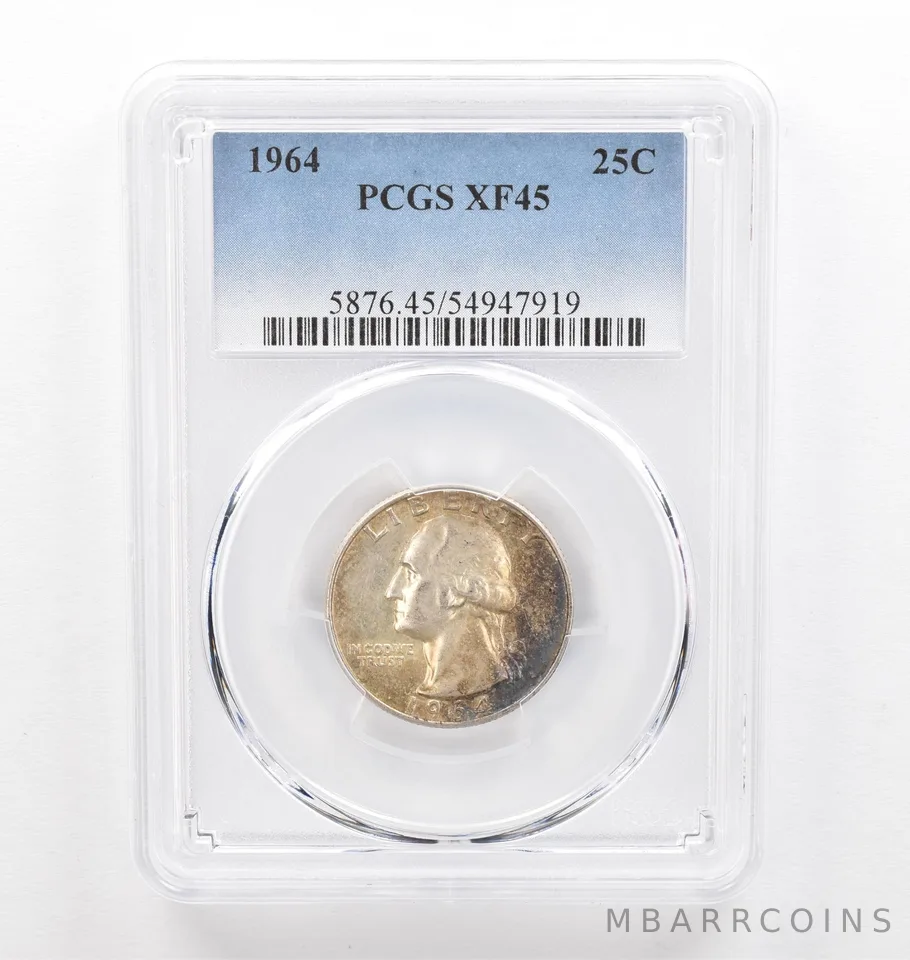 1964 Washington Quarter XF45 PCGS Beautiful Tone *0320