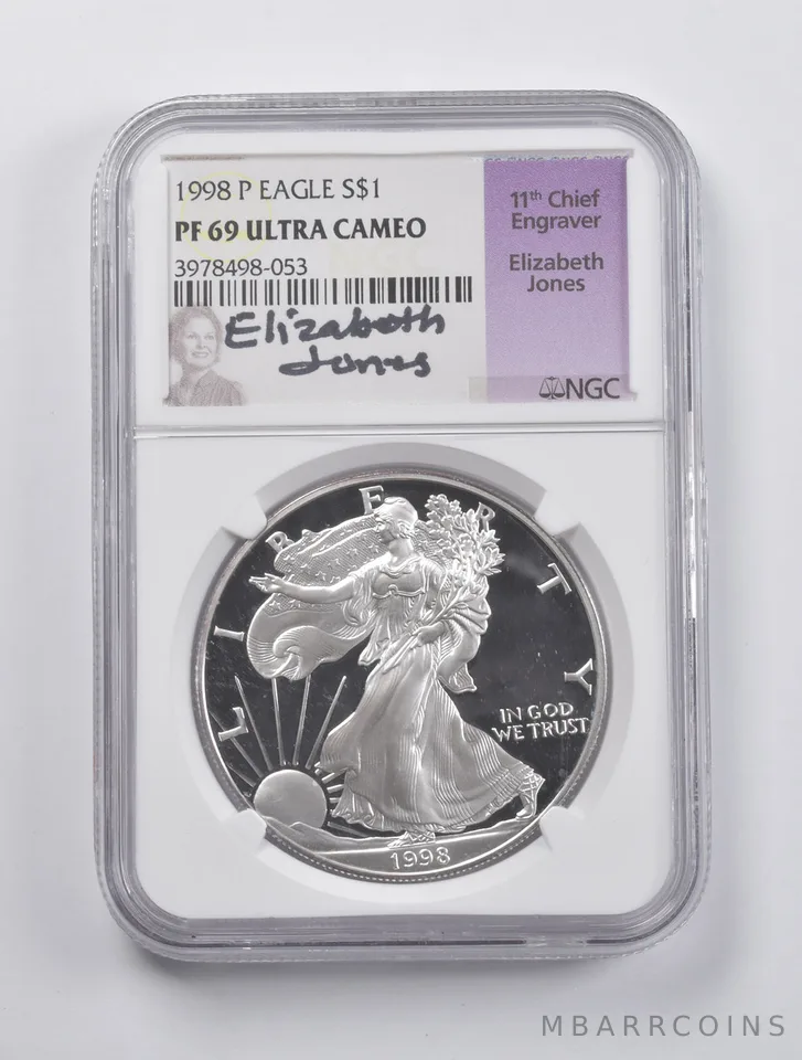 PF69 UCAM 1998-P American Silver Eagle Signed Jones NGC a2993
