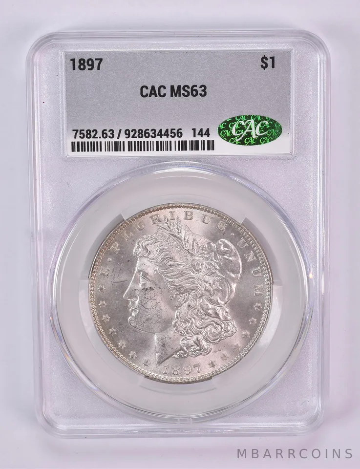 1897 Morgan Silver Dollar MS63 CAC CACg