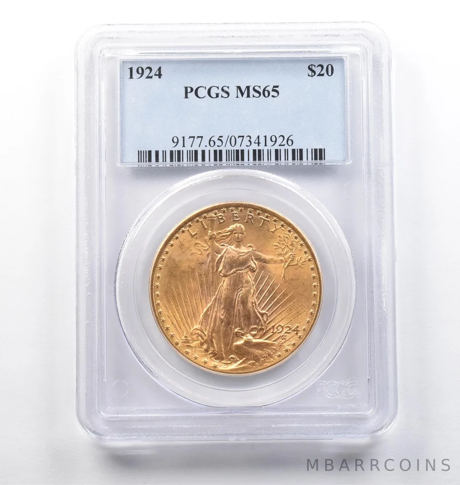 1924 $20 Saint Gaudens Gold Double Eagle MS65 PCGS *6607