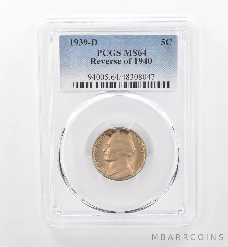 1939-D Reverse Of 1940 Jefferson Nickel MS64 PCGS Beautiful Tone *1780