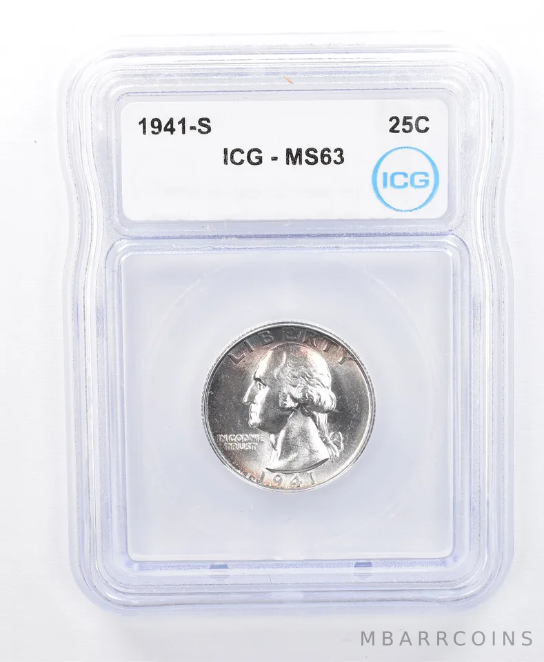 1941-S Washington Quarter MS63 ICG Peripheral Tone *8732