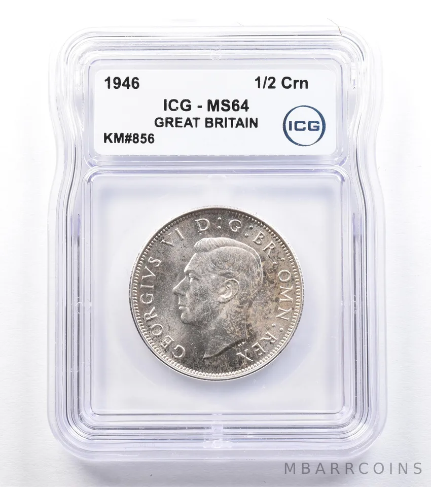 1946 Great Britain 1/2 Crown KM#856 MS64 ICG *1804