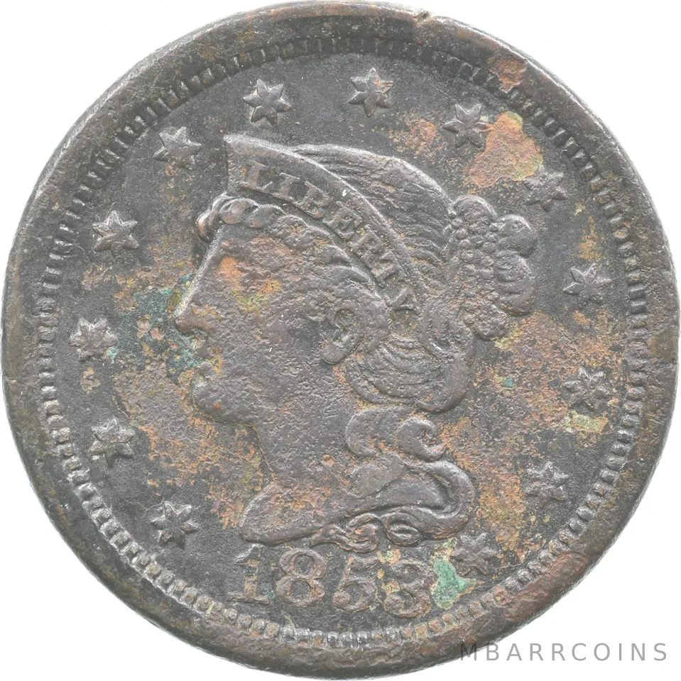 1853 Braided Hair Large Cent *7602