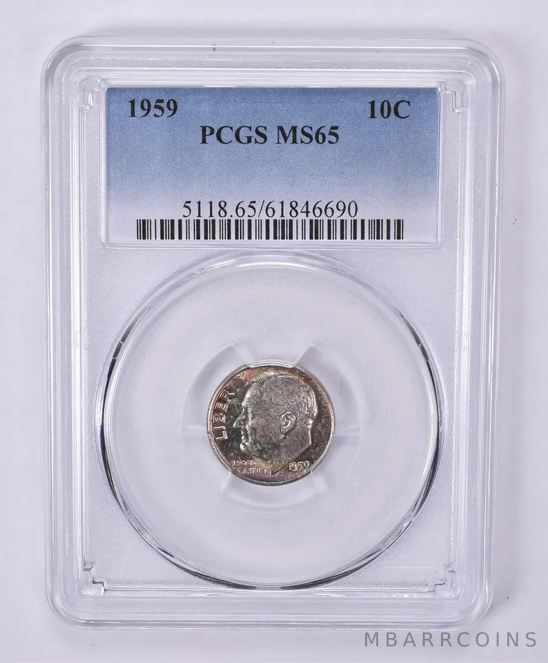 1959 Roosevelt Dime MS65 PCGS Beautiful Tone *1154