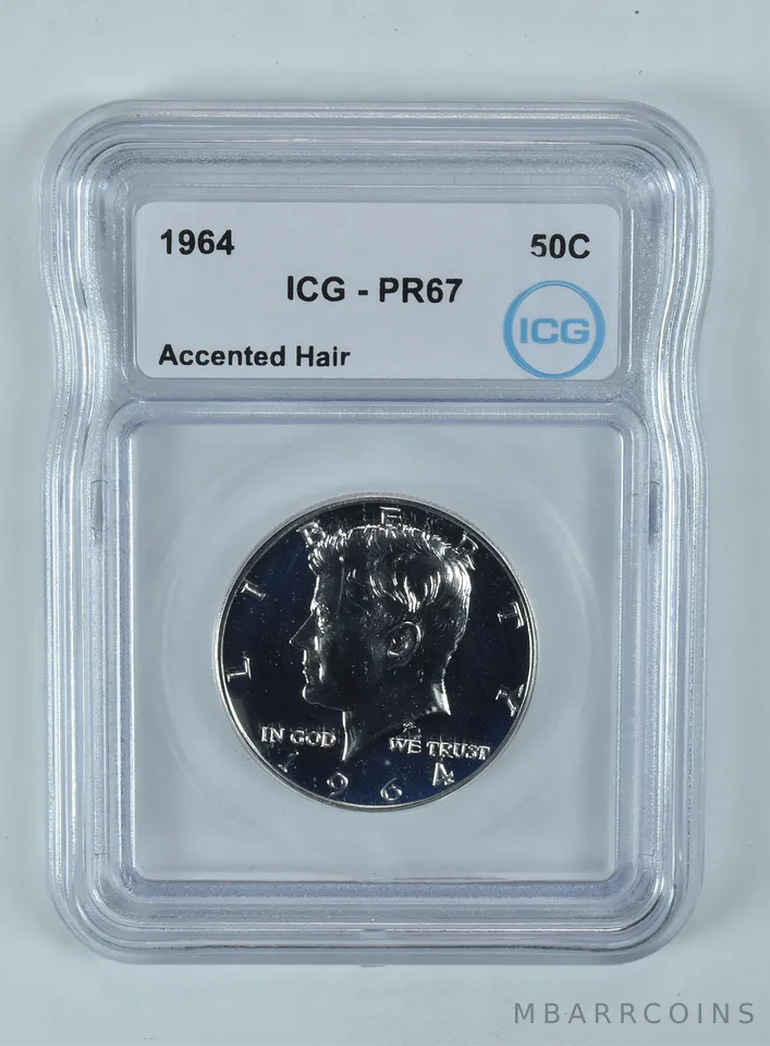 1964 Kennedy Half Dollar Accented Hair PR67 ICG