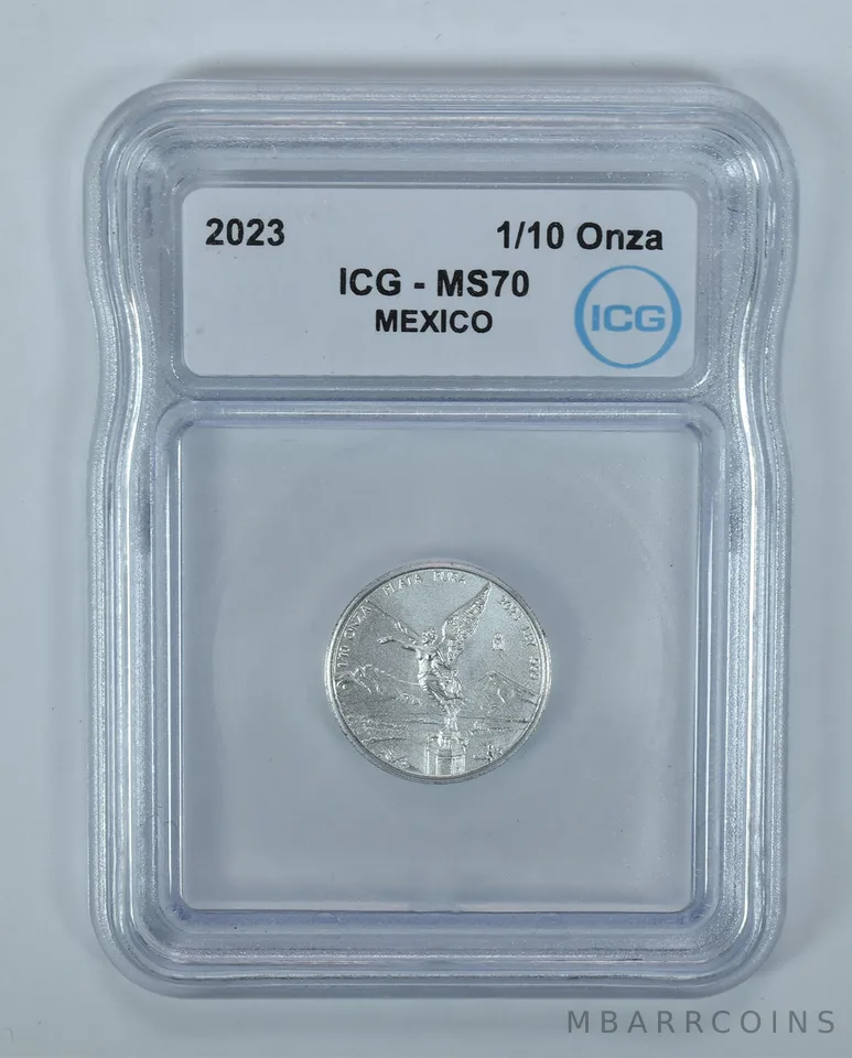 2023 Mo Mexico 1/10 Onza Silver Libertad MS70 ICG