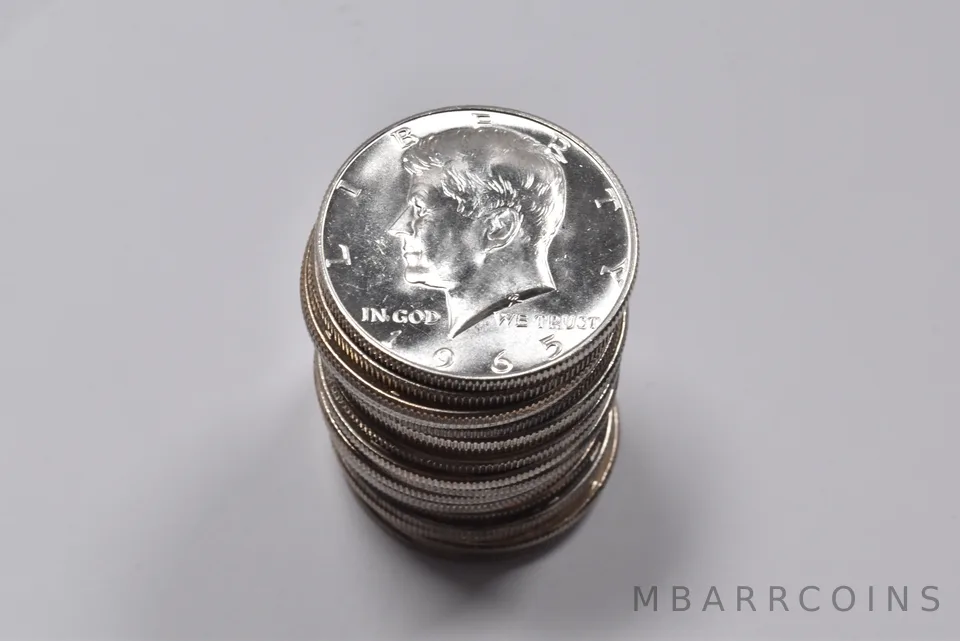 Lot (20) Unc 1965 40% Kennedy Silver Roll 20 Coin $10 Face Collection