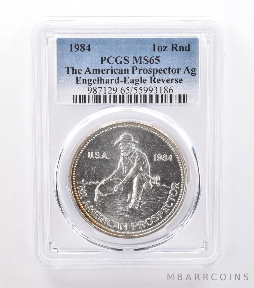 1984 Engelhard American Prospector 1 Oz Silver Eagle MS65 PCGS Nice Tone *9230