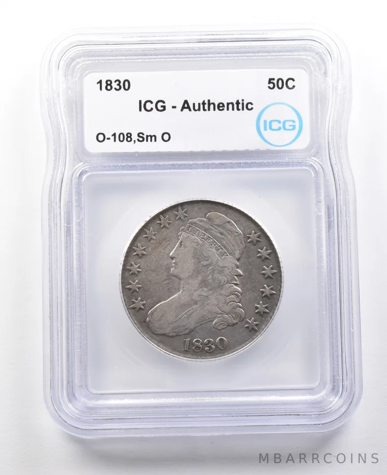 1830 Capped Bust Half Dollar O-108 Small O Authentic ICG *3068