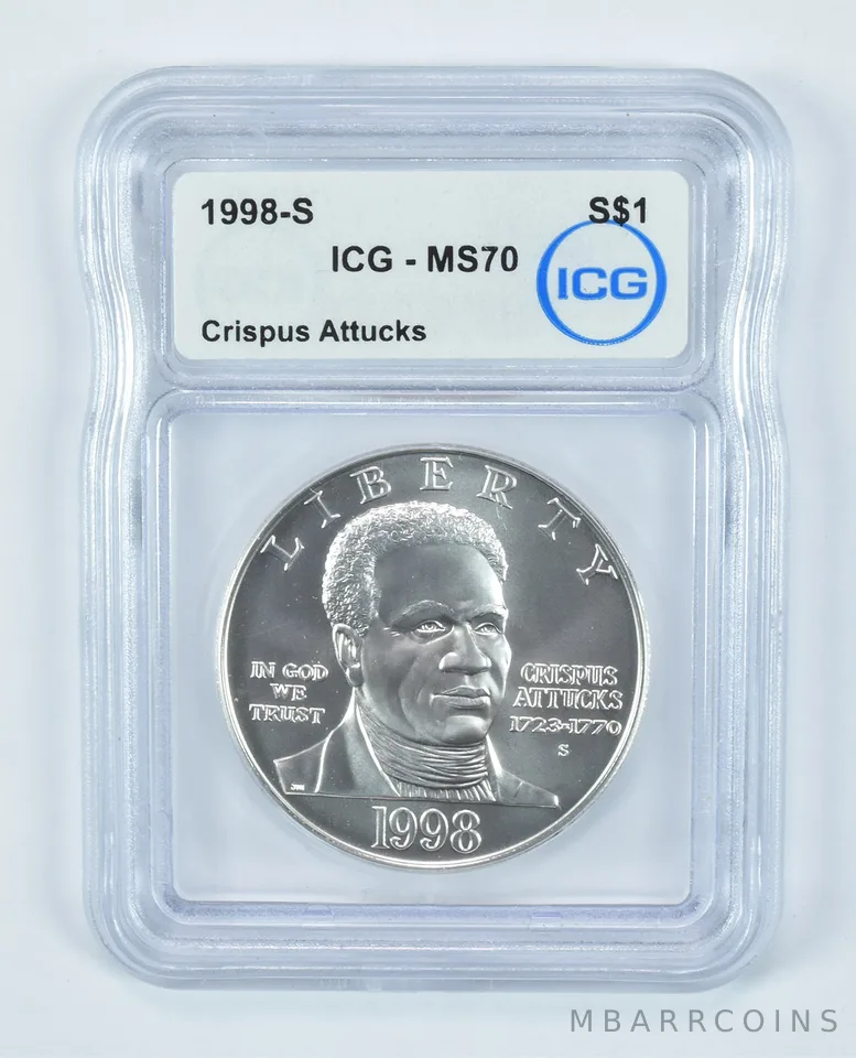 1998-S Black Patriots Commemorative Silver Dollar MS70 ICG