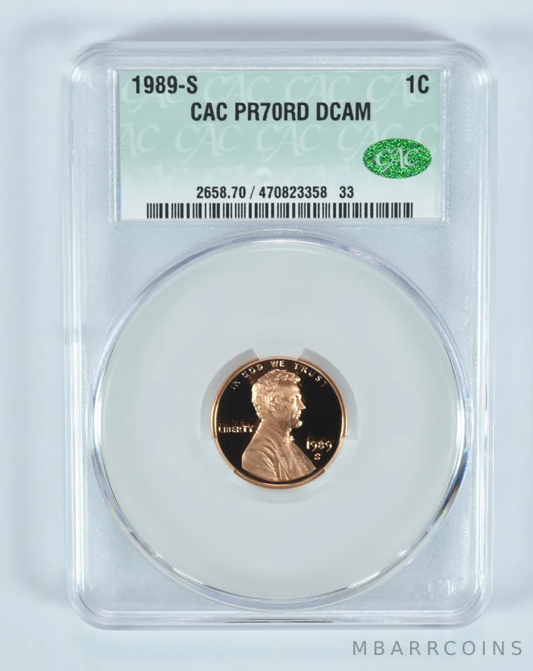 1989-S Lincoln Memorial Cent PR70 RD DCAM CAC CACg