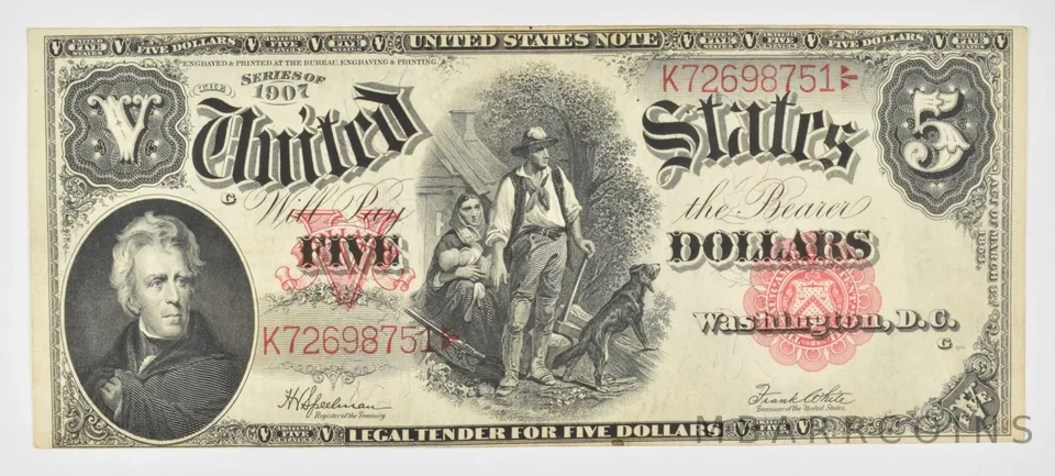 1907 $5 United States Legal Tender Note - Large Note *1502