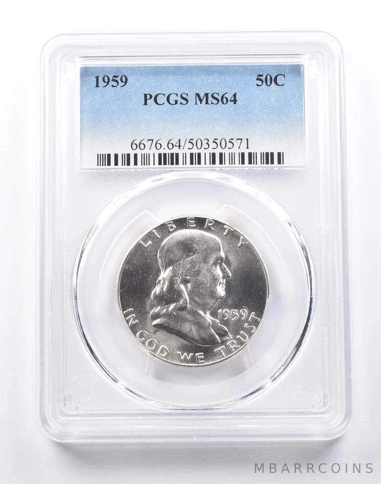 1959 Franklin Half Dollar Type 2 Reverse MS64 PCGS a4106