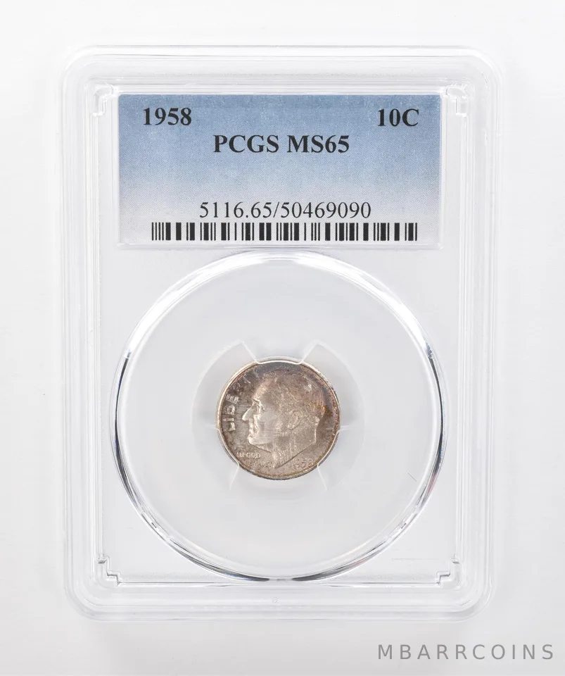 1958 Roosevelt Dime MS65 PCGS Beautiful Tone *1415