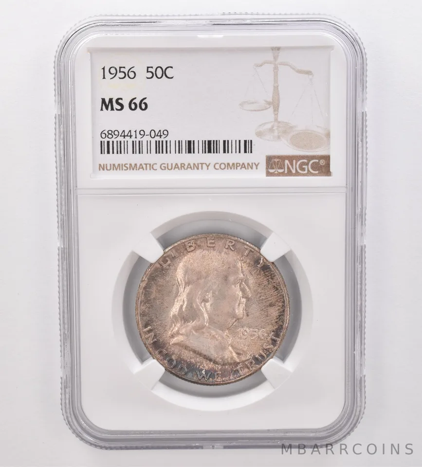 1956 Franklin Half Dollar MS66 NGC Beautiful Tone *9892