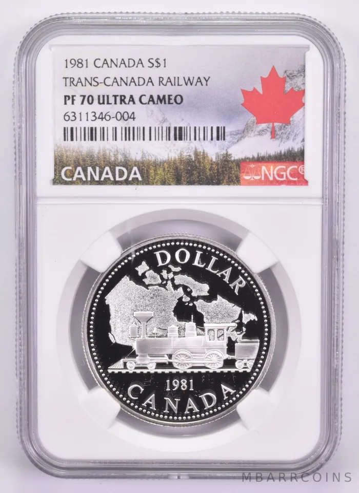 1981 PF70 UCam Canadian $1 Silver Dollar Trans-Canada Railway NGC