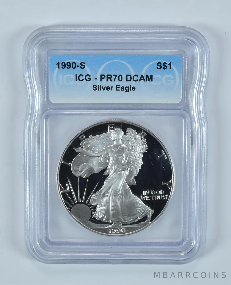 1990-S American Silver Eagle PR70 DCAM ICG