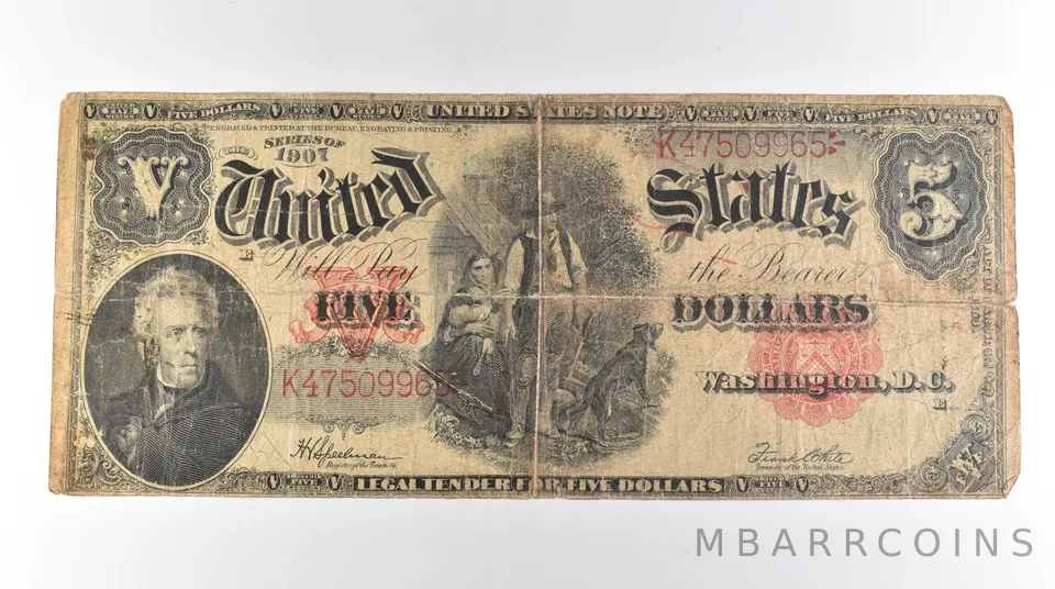 1907 $5 Legal Tender Large Note Red Seal *3113