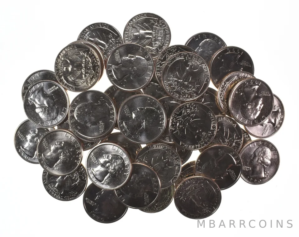 Lot (40) 1990-D Washington Quarter Clad Unc Roll