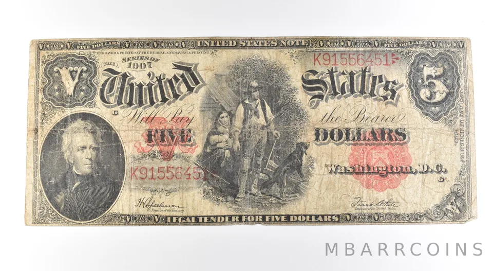 1907 $5 Legal Tender Large Note Red Seal *2677